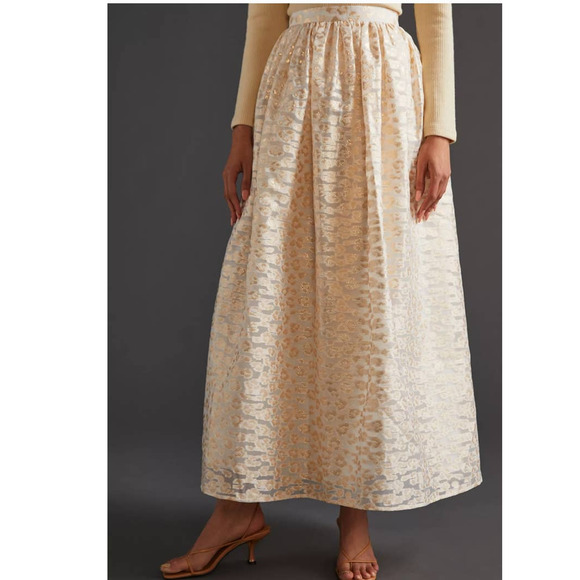 New Anthropologie PANKAJ AND NIDHI Burnout Shimmer Maxi Skirt $180 Sz Large - Picture 2 of 5